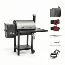 ASMOKE AS660N-2 Wood Pellet Grill Smoker 700sq" 25.8lb Hopper 8-in-1 Cast Iron Grids 5Yr Warranty Silver