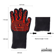 ASMOKE BBQ Gloves Aramid Fabric 1472°F Heat Resistant Cut Resistant Waterproof Neoprene Dishwasher Safe