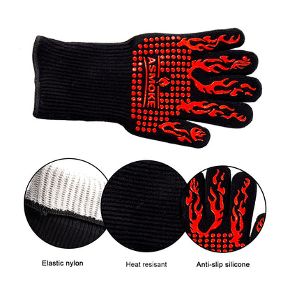 ASMOKE BBQ Gloves Aramid Fabric 1472°F Heat Resistant Cut Resistant Waterproof Neoprene Dishwasher Safe