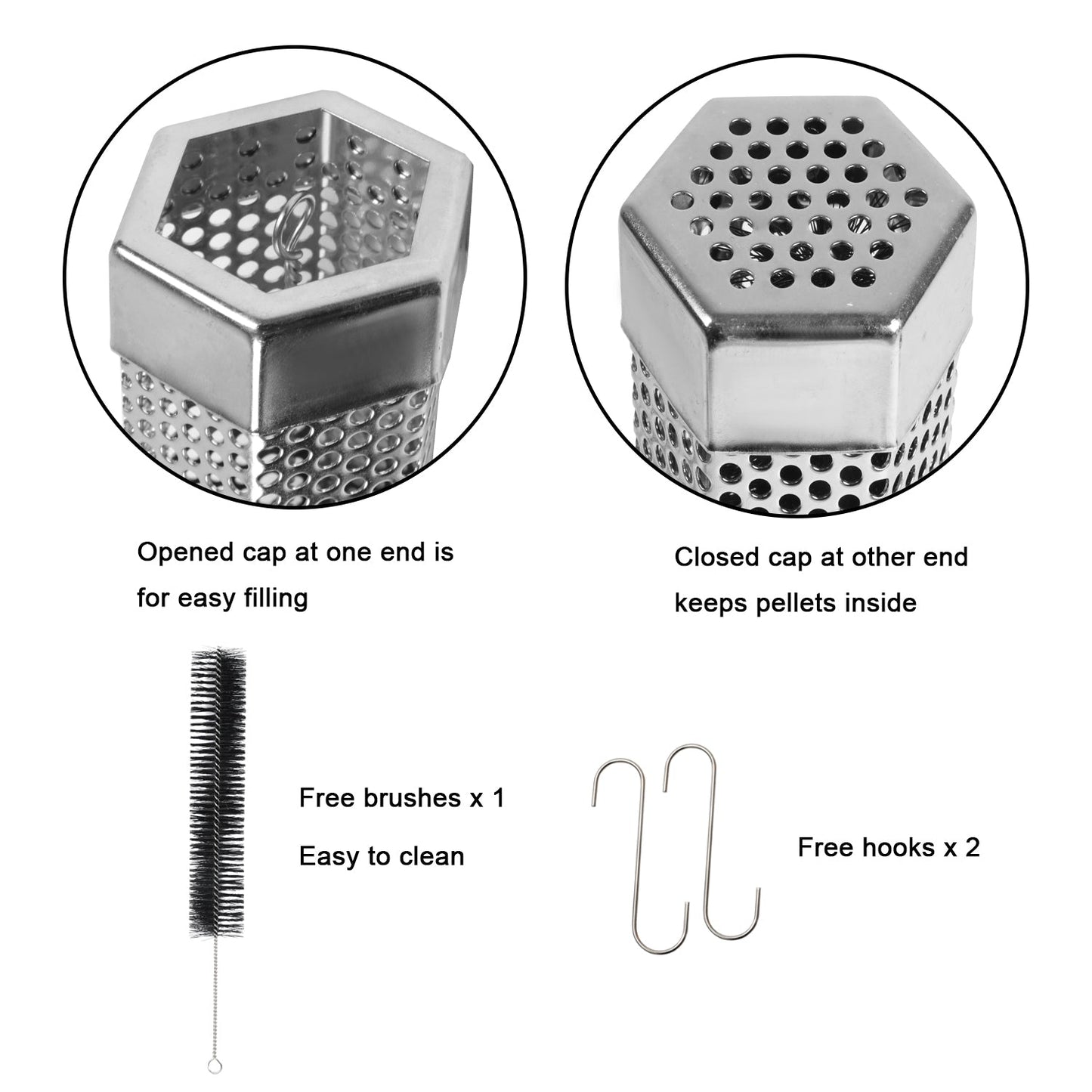 ASMOKE BBQ Accessory Set, 13 Piece, Skewers, Meat Claws and Smoke Tube