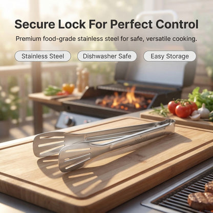 ASMOKE BBQ Tongs 9.2" Locking Ring-Pull Stainless Steel Dishwasher Safe Indoor Outdoor