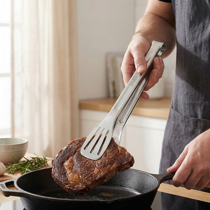 ASMOKE BBQ Tongs 9.2" Locking Ring-Pull Stainless Steel Dishwasher Safe Indoor Outdoor