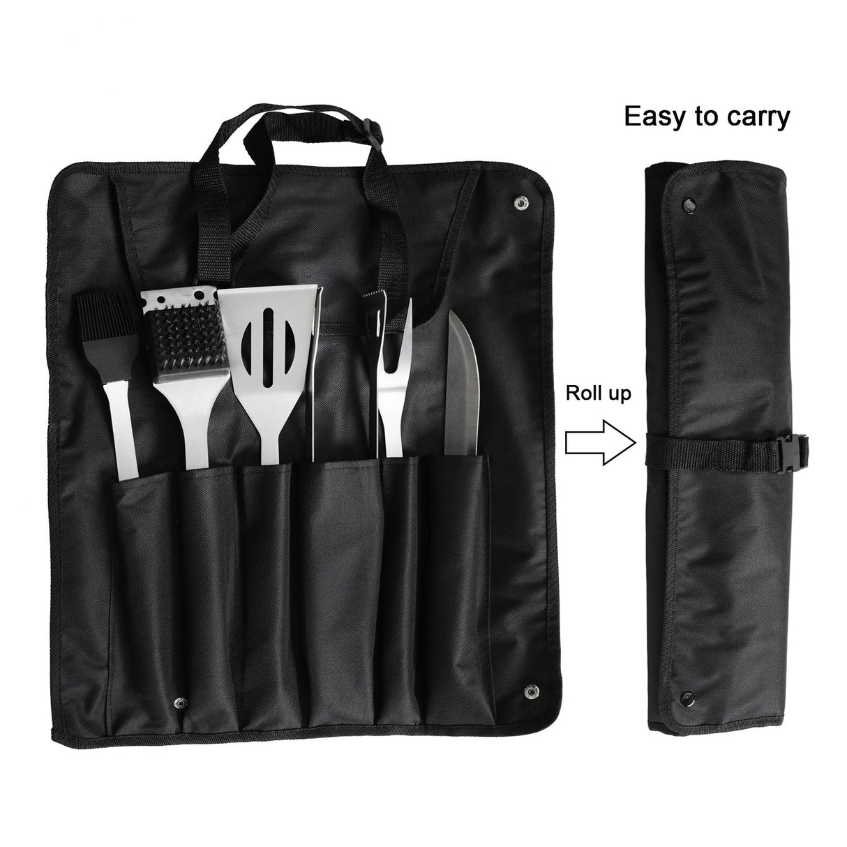 ASMOKE BBQ Tool Set, 6 Piece, Stainless Steel, Oxford Carry Bag