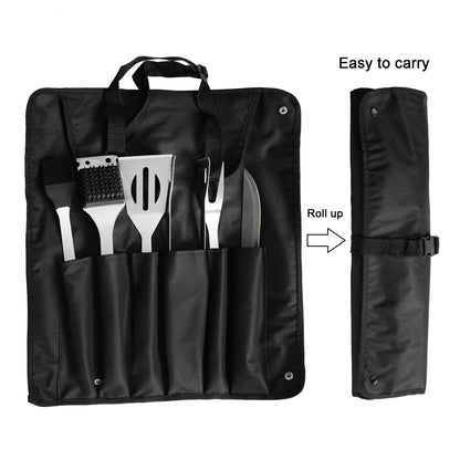 ASMOKE BBQ Tool Set, 6 Piece, Stainless Steel, Oxford Carry Bag