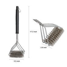 ASMOKE Triple-Head BBQ Grill Brush 42cm Stainless Steel Bristles Ergonomic Handle