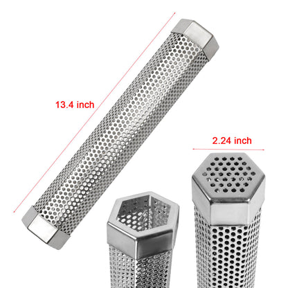 ASMOKE Pellet Smoke Tube 30x5cm Hexagonal 304 Stainless Steel 5Hr Smoke Any Grill