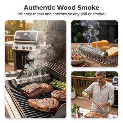 ASMOKE Pellet Smoke Tube 30x5cm Hexagonal 304 Stainless Steel 5Hr Smoke Any Grill