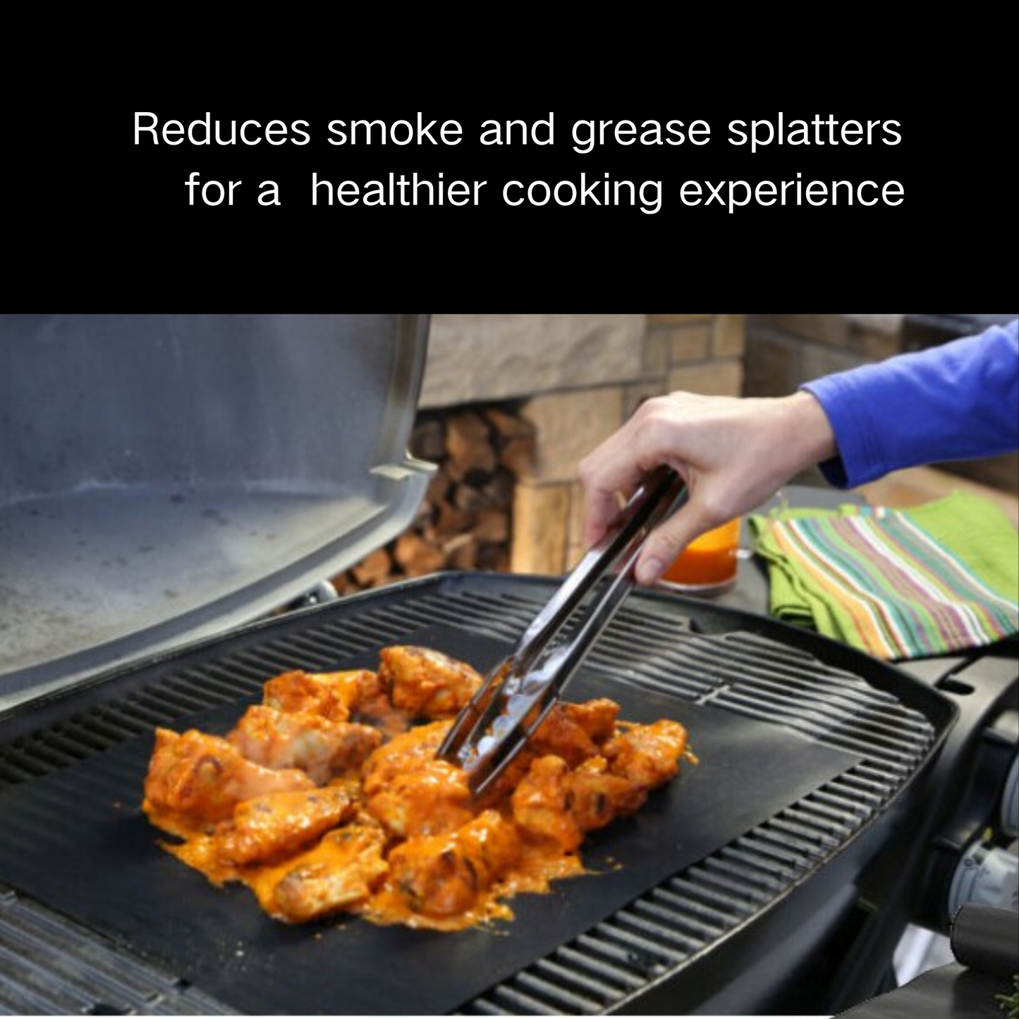 ASMOKE BBQ Grill Mats, 2-Pack, Non-Stick PTFE, Up to 260°C