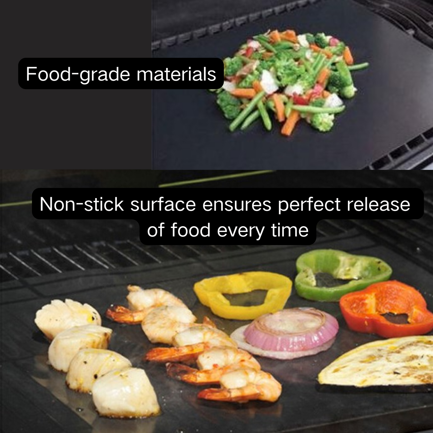ASMOKE BBQ Grill Mats, 2-Pack, Non-Stick PTFE, Up to 260°C