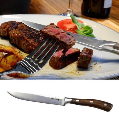 ASMOKE Steak Knife Set 4pc German X50CrMoV15 Steel 20° Bevel Pakkawood Handle Gift Box