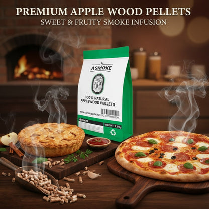 ASMOKE 19kg (40lbs) Premium Apple Wood BBQ Smoker Pellets Bulk Bundle (8 x 2.27kg Bags)