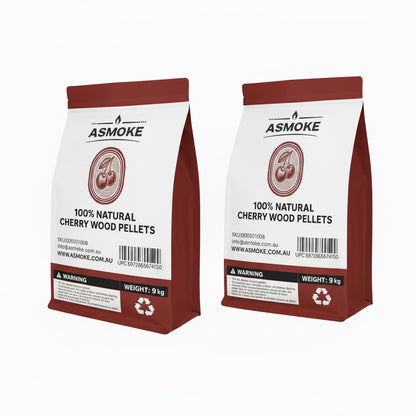 ASMOKE Cherry Wood Pellets, 18kg Bundle, 2 x 9kg Bags, 100% Pure Hardwood