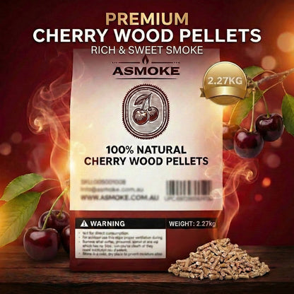 ASMOKE Cherry Wood Pellets, 19kg Bulk Bundle, 8 x 2.27kg Bags