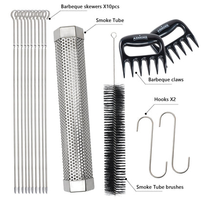 ASMOKE Essential Portable Pellet Grill Bundle, Smoke Tube, Meat Claws, Skewers and Applewood Pellets