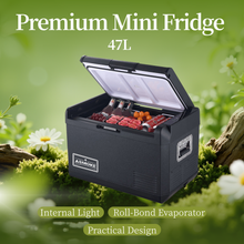ASMOKE 47L Mini Fridge Compact Refrigerator Roll-Bond Evaporator -20°C Internal Light