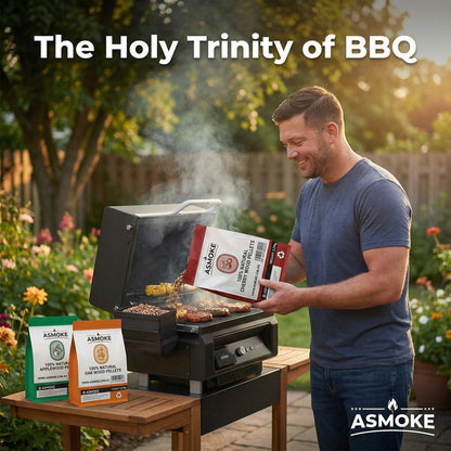 ASMOKE 3-Piece Premium Wood Pellet Variety Pack - Oak, Cherry & Apple (3 x 2.27kg Bags)