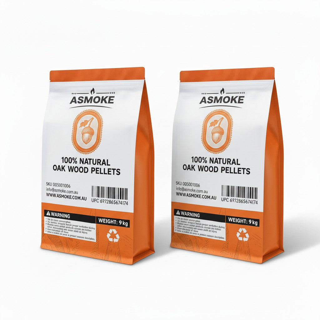 ASMOKE Oak Wood Pellets, 18kg Bundle, 2 x 9kg Bags, 100% Pure Hardwood