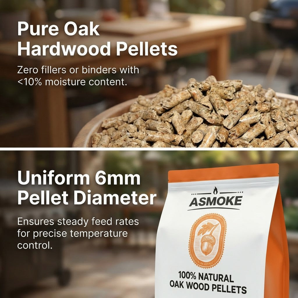 ASMOKE Oak Wood Pellets, 18kg Bundle, 2 x 9kg Bags, 100% Pure Hardwood