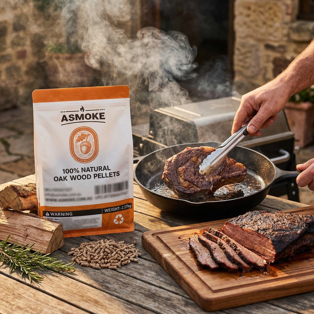 ASMOKE Oak Wood Pellets, 19kg Bulk Bundle, 8 x 2.27kg Bags