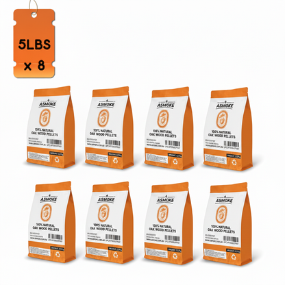 ASMOKE Oak Wood Pellets, 19kg Bulk Bundle, 8 x 2.27kg Bags