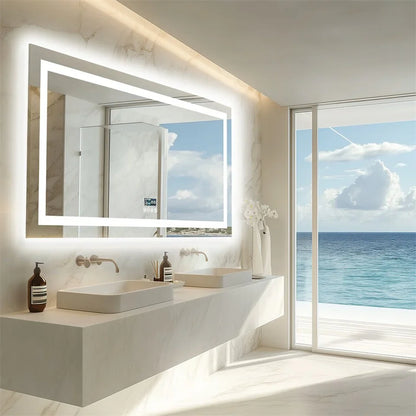 LED Bathroom Mirror 1600x800mm Bluetooth Music Anti-Fog - Fin Jumbo