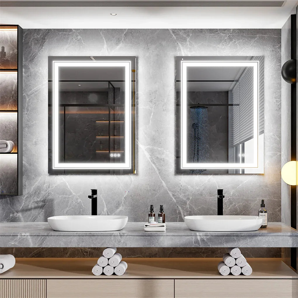 LED Bathroom Mirror 900x700mm Dimmable Anti-Fog Wall Mount Vanity