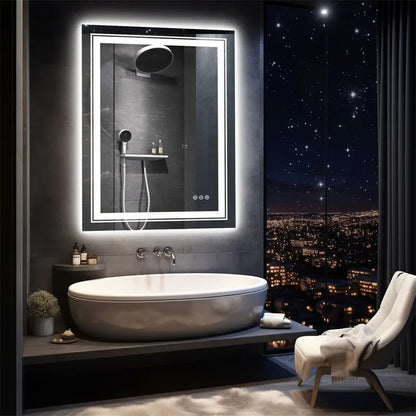LED Bathroom Mirror 900x700mm Dimmable Anti-Fog Wall Mount Vanity