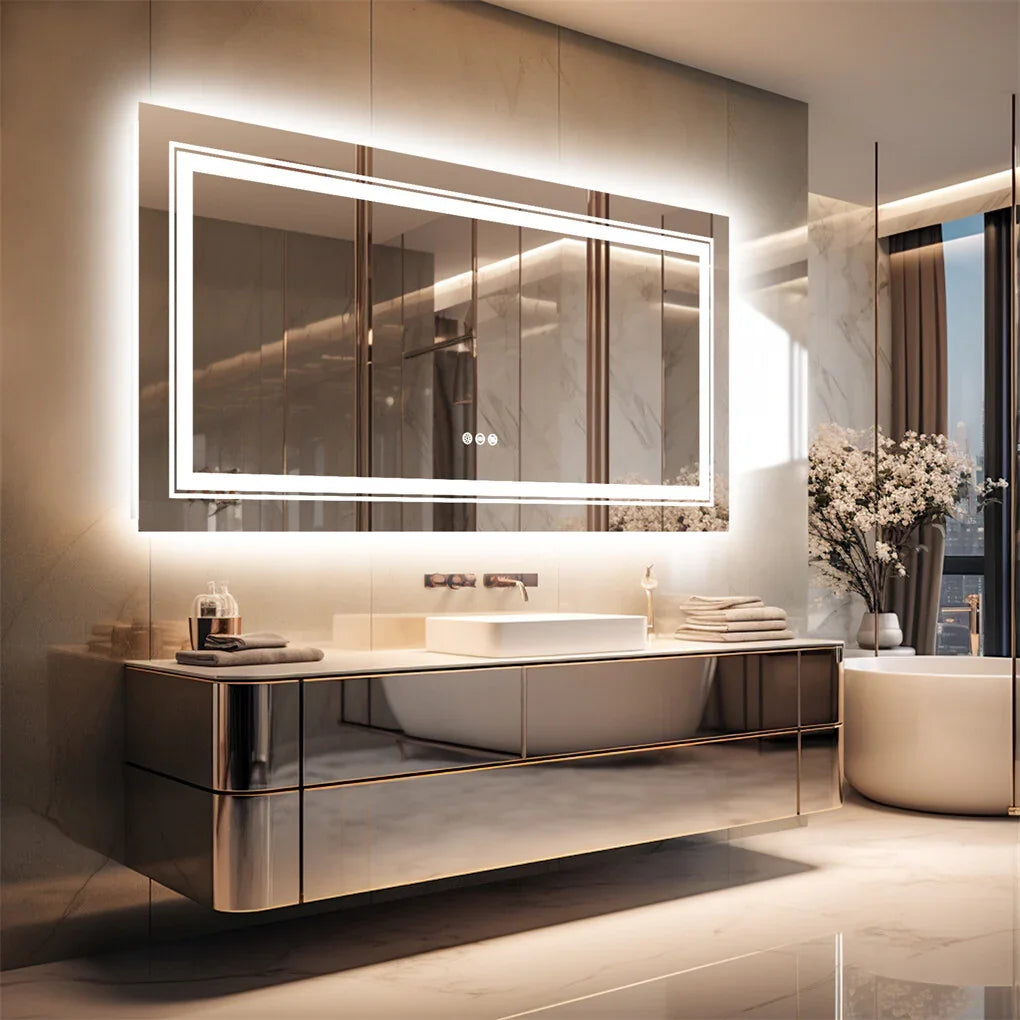 LED Bathroom Mirror 1200x600mm Full-Size Double Light Vanity Makeup