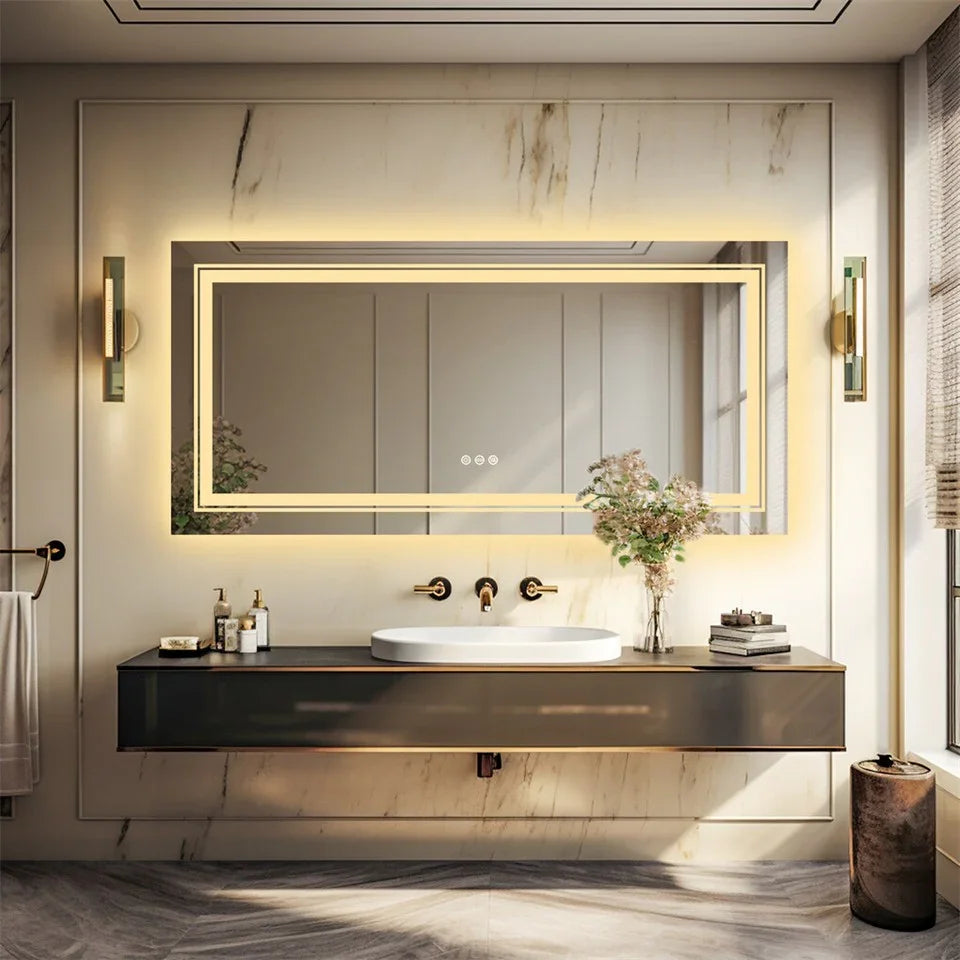 LED Bathroom Mirror 1200x600mm Full-Size Double Light Vanity Makeup