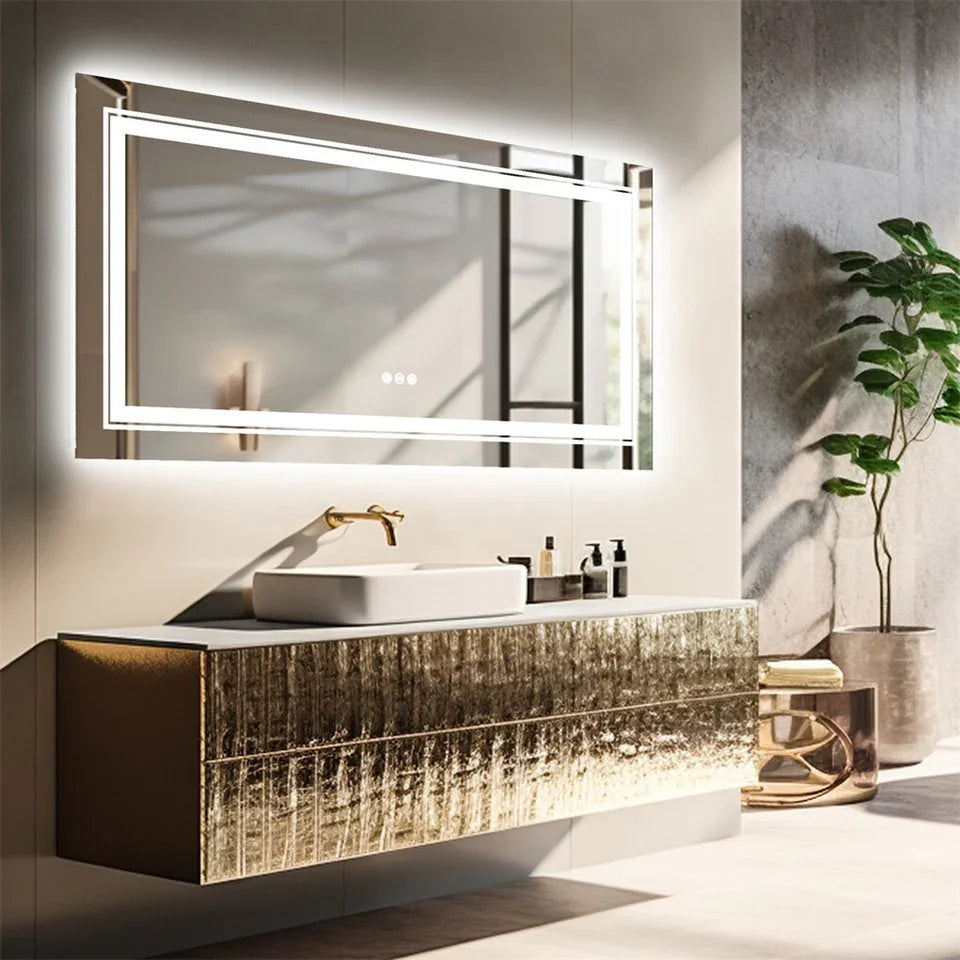LED Bathroom Mirror 1200x600mm Full-Size Double Light Vanity Makeup