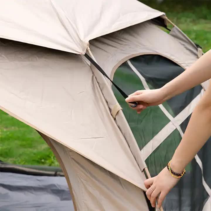3-4 Person Foldable Camping Tent 210x200x135cm Two Doors Two Windows Outdoor