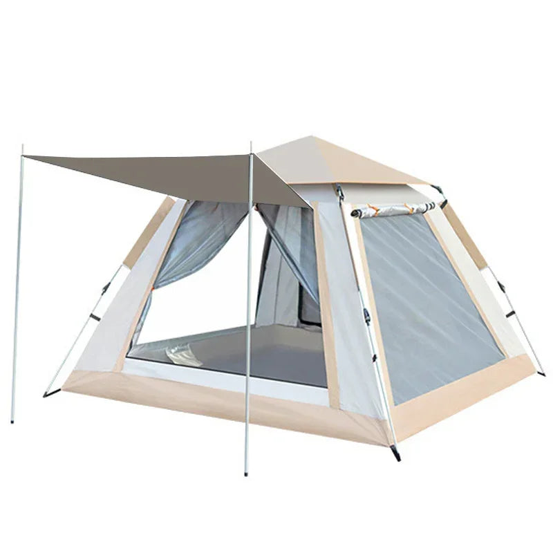 Waterproof Family Camping Tent 240x240x155cm Awning Carry Bag Cloudy Gray