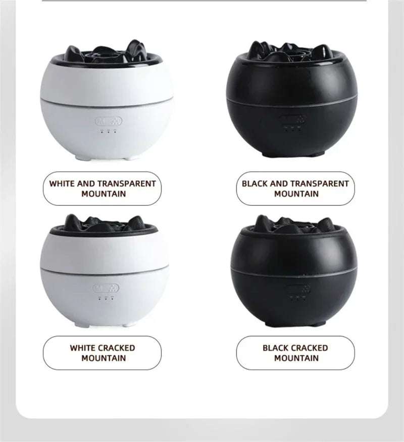 Volcanic Flame Aroma Diffuser 360ml - Black Crack Style Ultrasonic LED Humidifier