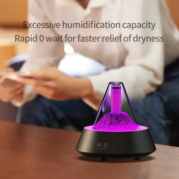Black Pyramid Flame Mist Humidifier with Ambient Lighting - Flea Market