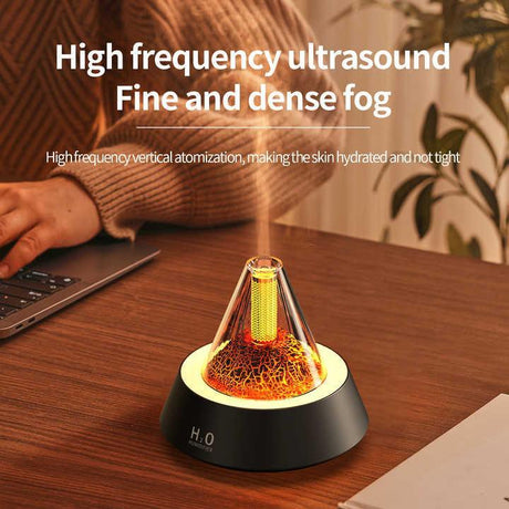 Black Pyramid Flame Mist Humidifier with Ambient Lighting - Flea Market