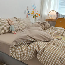 Yellow and Grey 4-Piece Cotton Bedding Set Double - Duvet Cover 200x230cm with Bed Sheet