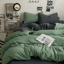 Green Dark Grey 4-Piece Bedding Set - 1.5m Fitted Sheet & 200x230cm Duvet