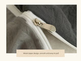 Lightblue-grey 1.5m Bed Fitted Sheet Set with 200x230cm Duvet Cover - 4-Piece Bedding Set