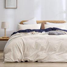Luxurious Soft Brushed Microfiber 4-Piece Bedding Set Double Beige Blue - Duvet Cover with Fitted Sheet