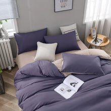 Purple And Light Pink Stitching Ultra-Soft Solid Color 4-Piece Bedding Set - Queen Size(Suitable for 2m bed)