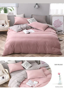 Mint Green And Grey Stitching Ultra-Soft Solid Color 4-Piece Bedding Set - Queen Size(Suitable for 2m bed)