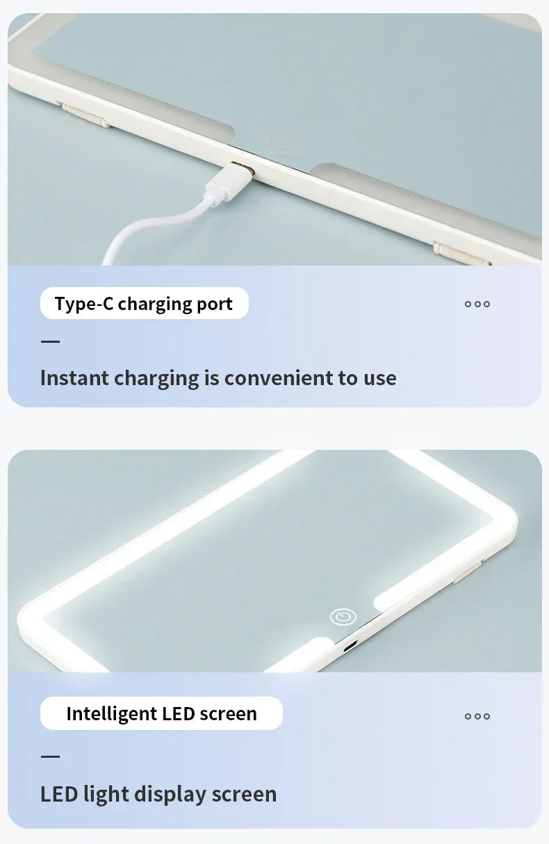 Car Sun Visor Makeup Mirror LED Light Tri-Color White - Touch Control Vanity