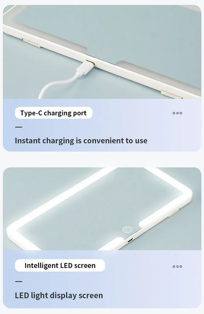Car Sun Visor Makeup Mirror LED Light Tri-Color White - Touch Control Vanity