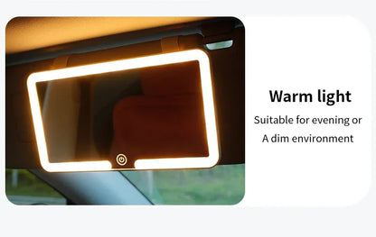 Car Sun Visor Makeup Mirror LED Light Tri-Color White - Touch Control Vanity