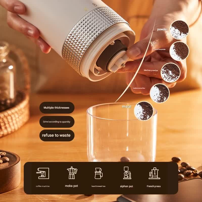 Wireless Portable Electric Coffee Grinder USB-C Rechargeable Adjustable White