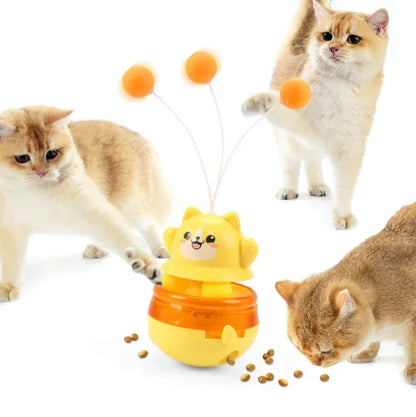 2-Piece Interactive Cat Tumbler Toy - 3-in-1 Puzzle Feeder