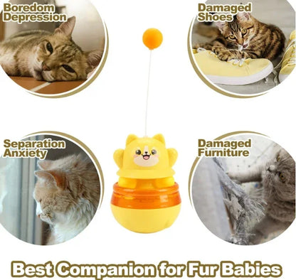 2-Piece Interactive Cat Tumbler Toy - 3-in-1 Puzzle Feeder