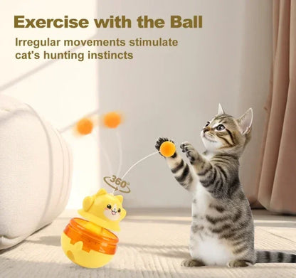 2-Piece Interactive Cat Tumbler Toy - 3-in-1 Puzzle Feeder