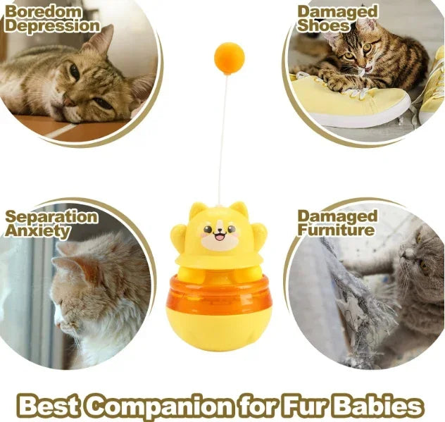 2-Piece Interactive Cat Tumbler Toy - 3-in-1 Puzzle Feeder