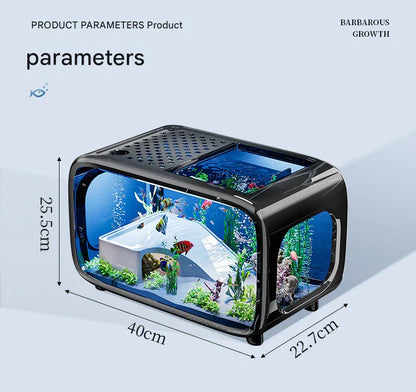 Desktop Aquarium 40cm Turtle Tank Panoramic Basking Platform Cream
